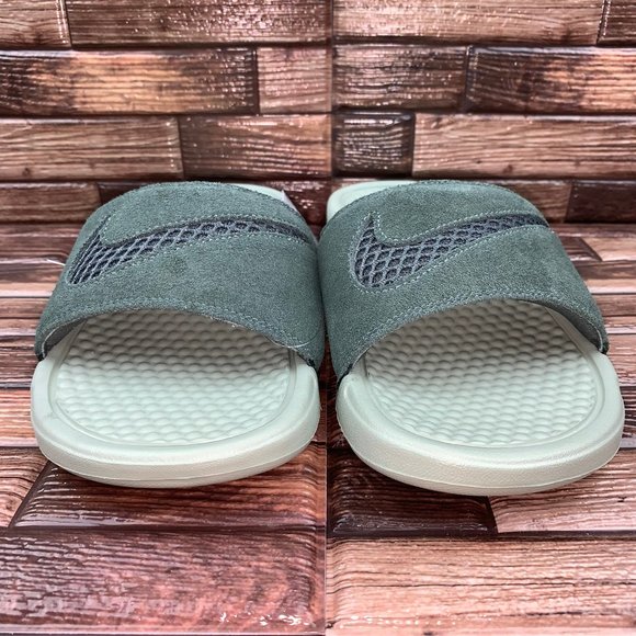 New Nike Benassi JDI Leather SE Mineral Spruce - Picture 2 of 8